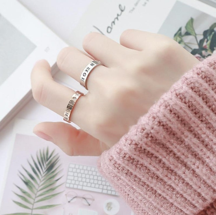 Roman Numerals Rings  Titanium Steel